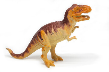 Tyrannosaurus plastic model toy in white background