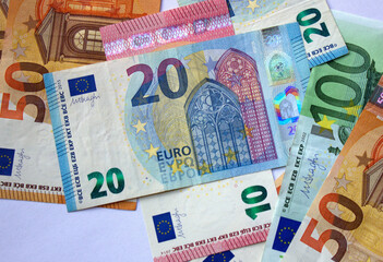 Euro currency close up. Lots of money