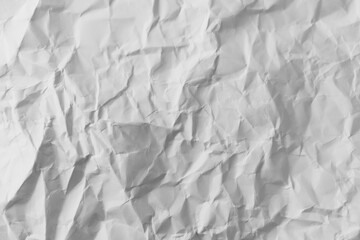 Top view of white crumpled paper texture background.