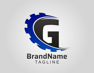 Abstract G Letter, G Gear Swoosh Logo.