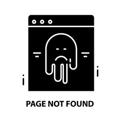 page not found icon, black vector sign with editable strokes, concept illustration