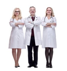 group of diverse doctors standing together. isolated on a white