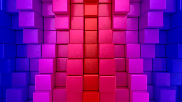 Boxes Form A Wave. Abstract motion, loop, 2 in 1, 3d rendering, 4k resolution
