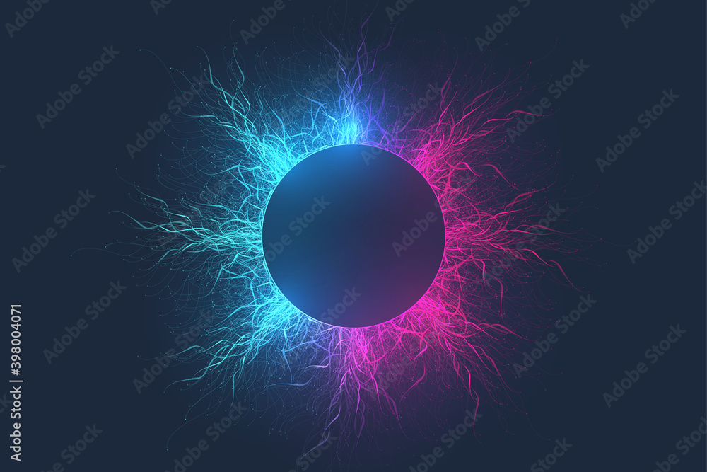 Poster Spiral sound wave rhythm line dynamic abstract vector background. Digital circle audio swirl. Equalizer sound spiral. Sound pulse. Music round wave concept design