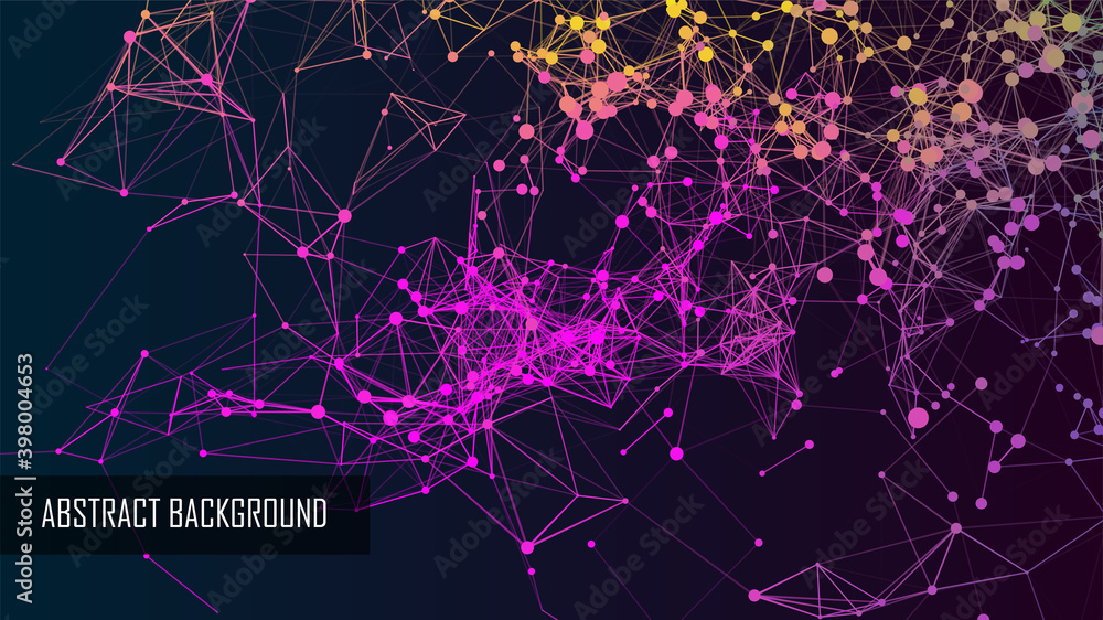 Poster abstract technology background of lines and dots