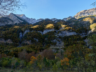 Views on the Ordesa Valley hiking route, Aragonese Pyrenees, Spain