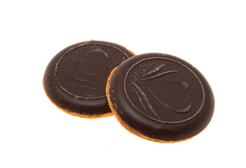 biscuit cookies in chocolate isolated