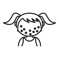 Chicken pox kid girl icon. Outline chicken pox kid girl vector icon for web design isolated on white background