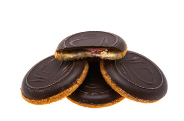 biscuit cookies in chocolate isolated