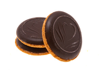 biscuit cookies in chocolate isolated