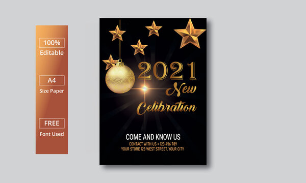 Happy new year 2021 greeting card template.
