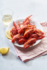 Top view of red crayfish