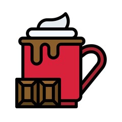 Obraz premium Hot chocolate icon, Christmas food and drink vector