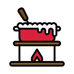 Stew pot icon, Christmas food and drink vector