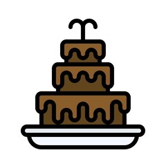Chocolate fountain icon, Christmas food and drink vector