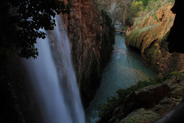 Obraz na płótnie Canvas Great waterfall at the Monasterio de Piedra in Nuebalos.