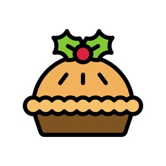 Christmas pie icon, Christmas food and drink vector
