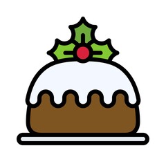 Cake icon, Christmas food and drink vector