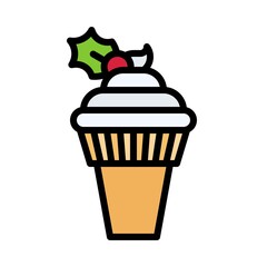 Soft serve icon, Christmas food and drink vector