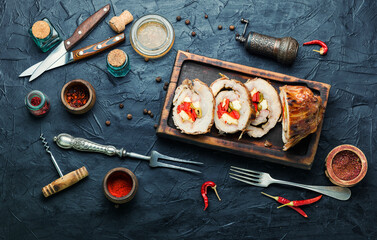 Tasty festive meat rolls