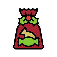 Candy bag icon, Christmas food and drink vector