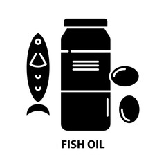 fish oil icon, black vector sign with editable strokes, concept illustration