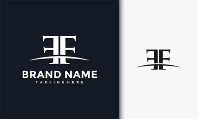 monogram letter FF curved logo