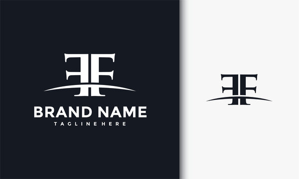monogram letter FF curved logo
