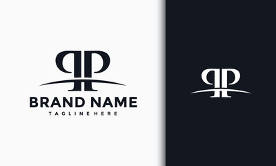 monogram letter PP curved line logo