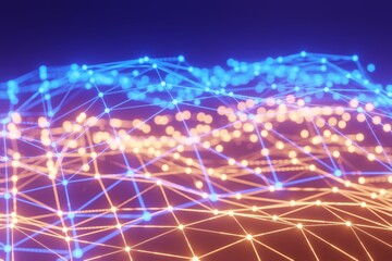 Big data analysis futuristic concept with network mesh and artificial intelligence, 3D rendering