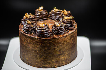 Delicious chocolate cake for a birthday or wedding