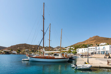 Skala Village harbour view in Patmos Island. Patmos Island is populer tourist destination in Greece.