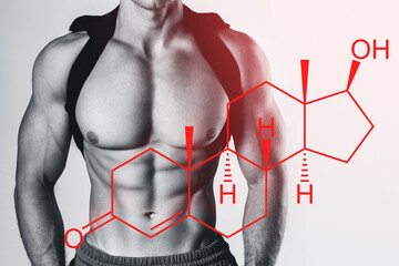 Muscular male torso and testosterone formula