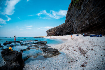 Wavy Cave ( Cau Cave) with Great cliffs on Ly Son Island, Quang Ngai Province, Vietnam