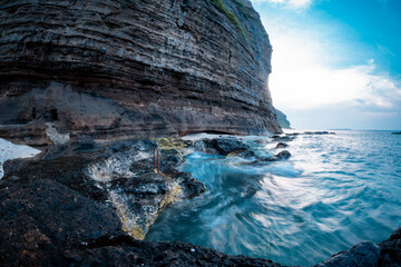Wavy Cave ( Cau Cave) with Great cliffs on Ly Son Island, Quang Ngai Province, Vietnam