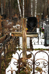 Wooden cross at the Russian cemetery Korona death