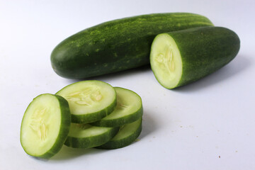 cucumber vegetables fresh healthy food with isolated background