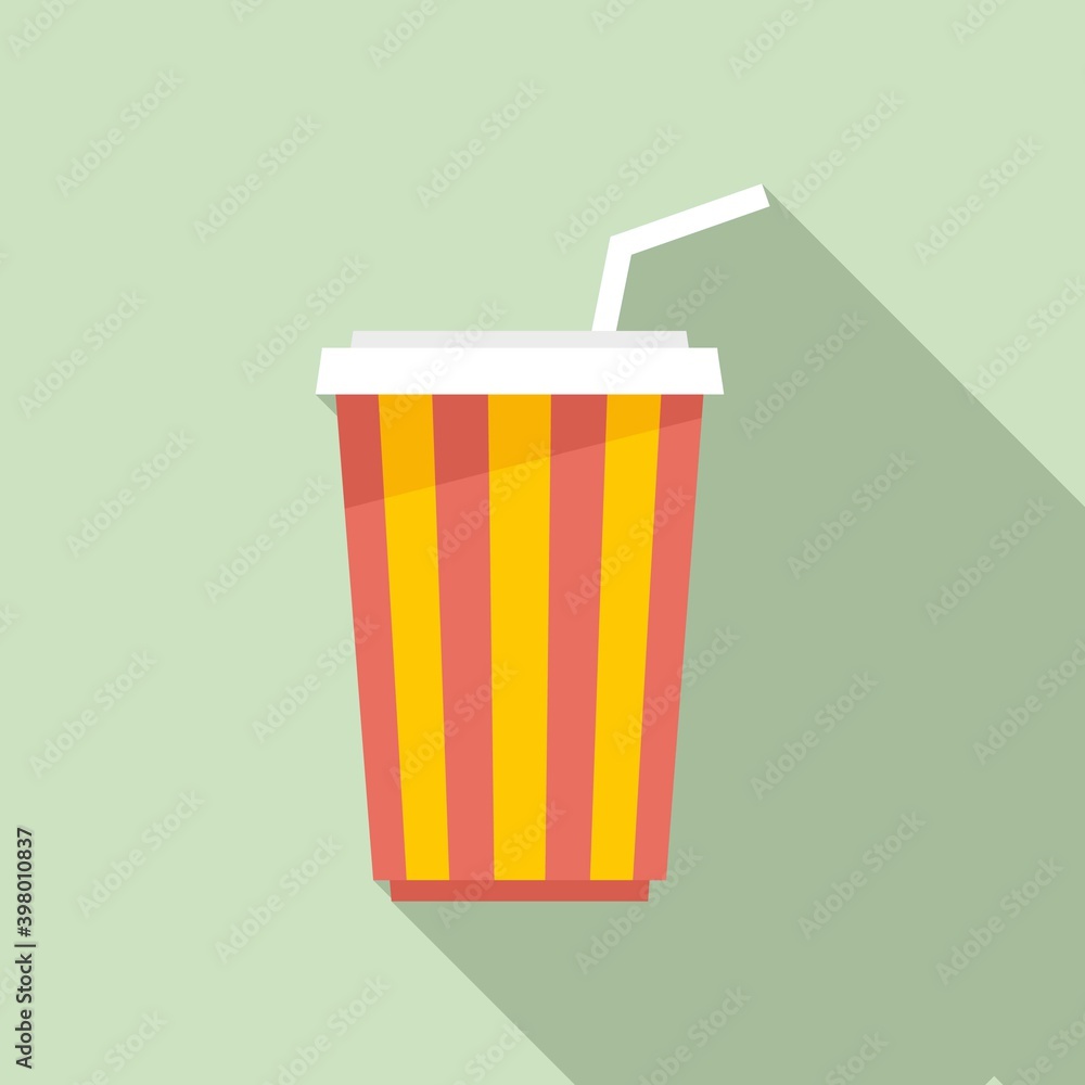 Poster Cinema soda drink cup icon. Flat illustration of cinema soda drink cup vector icon for web design