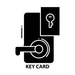 key card icon, black vector sign with editable strokes, concept illustration
