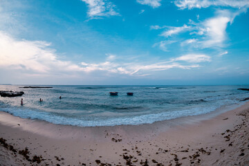 Beautiful blue sea and blue sky background 