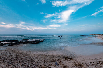 Beautiful blue sea and blue sky background 