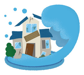 Fototapete 災害に遭う住宅のベクターイラストセット 水害 土砂災害 雪崩 台風 Icim