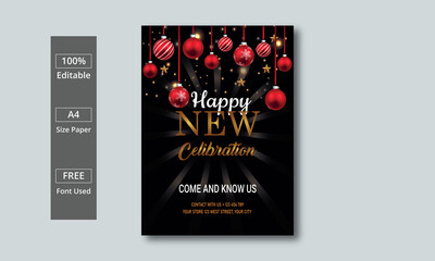 Naklejka na ściany i meble happy new year poster design. template, flyer, banner for the new year.