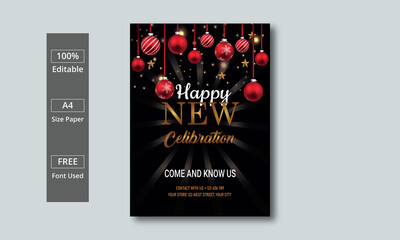 happy new year poster design. template, flyer, banner for the new year.