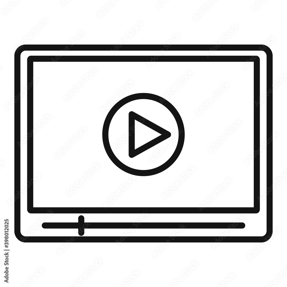 Poster video player icon. outline video player vector icon for web design isolated on white background