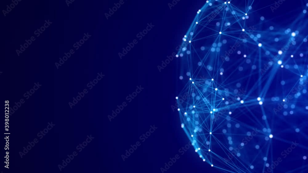 Poster blue sphere consisting of points and lines. modern wireframe elements. technology grid sphere. 3d re