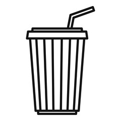 Cinema soda drink cup icon. Outline cinema soda drink cup vector icon for web design isolated on white background