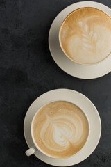 Coffee in restaurant on black background 