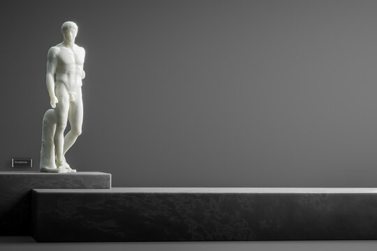 Statue of Doryphoros in a virtual museum