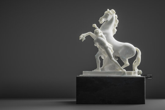 Statue of a horse tamer in a virtual museum